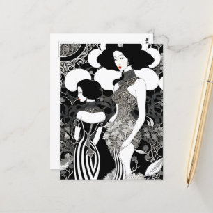 Asian ink woman art, Postcrossing Postcard