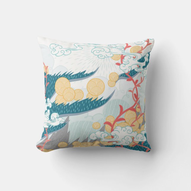 Asian Inspired Nature Pattern Cushion (Front)