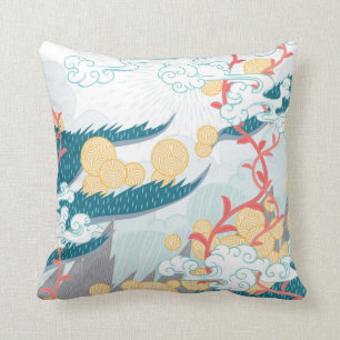 Asian Inspired Nature Pattern Cushion