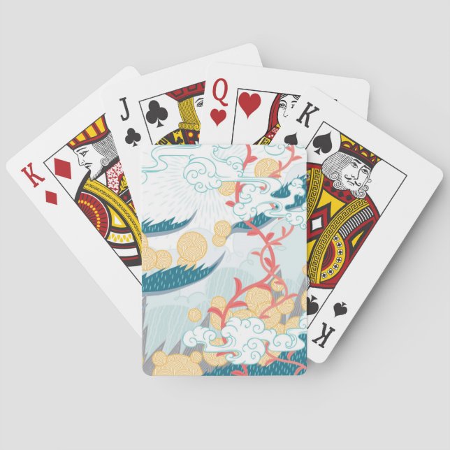 Asian Inspired Nature Pattern Playing Cards (Back)
