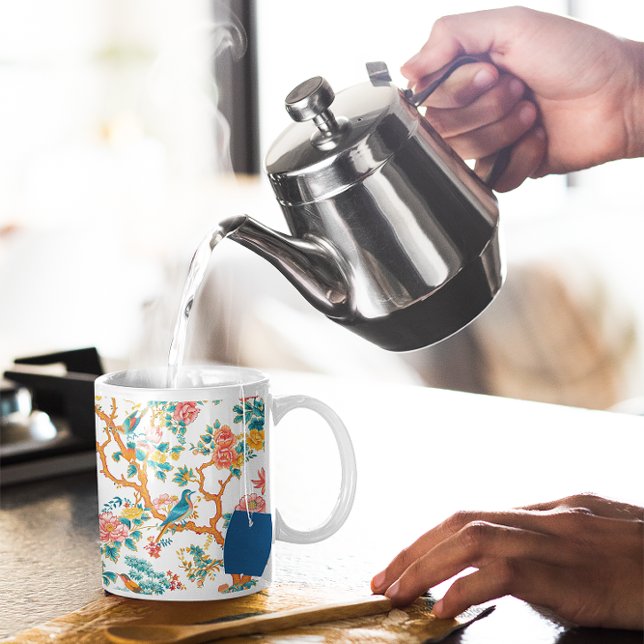 Asian-Inspired Patterns, Colourful Flowers Birds Coffee Mug (Creator Uploaded)