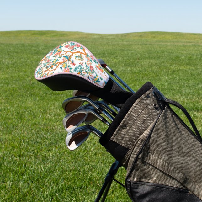 Asian-Inspired Patterns, Colourful Flowers Birds Golf Head Cover (In Situ)
