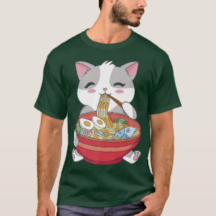 Asian Japanese Dishes Food Ramen Noodles Cat Pets T-Shirt