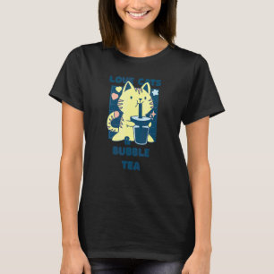 Asian Japanese Food Cat Pet Heart Love Bubble Tea  T-Shirt