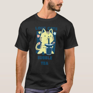 Asian Japanese Food Cat Pet Heart Love Bubble Tea  T-Shirt