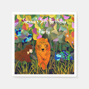 Asian Jungle Tiger Sun Bear Peacock Indian Roller Napkin