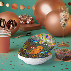 Asian Jungle Tiger Sun Bear Peacock Monkey Paper Plate