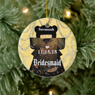 Asian Kimono Birdesmaid Gifts Coral Changes Ceramic Tree Decoration