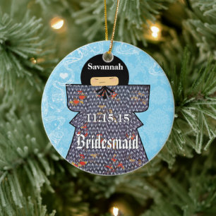 Asian Kimono Birdesmaid Gifts Pink Changes Ceramic Ornament