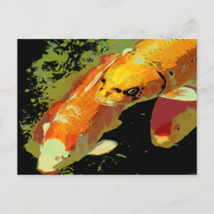 Asian Koi Fish Carp Abstract Art Postcard