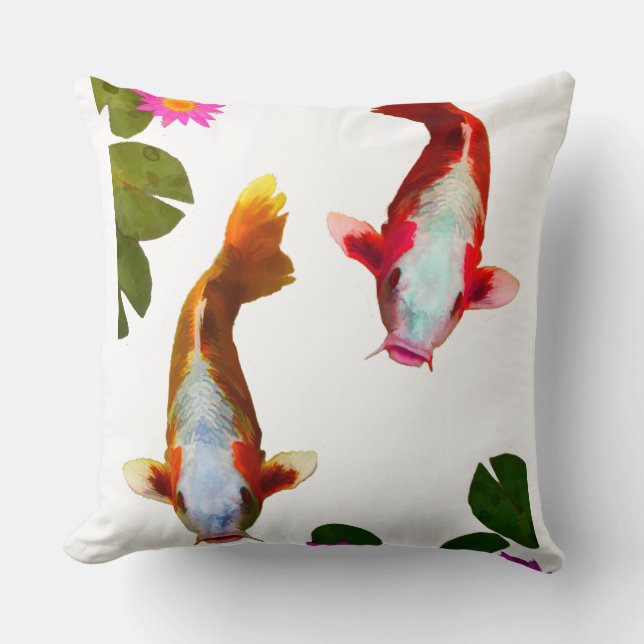 Asian Koi Fish Carp Fantasy Eastern Cushion (Front)