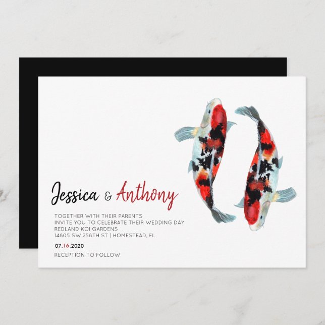 Asian Koi Fish Wedding Invitation (Front/Back)