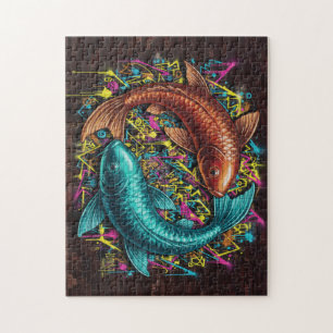 Asian Koi Graffiti Art Jigsaw Puzzle