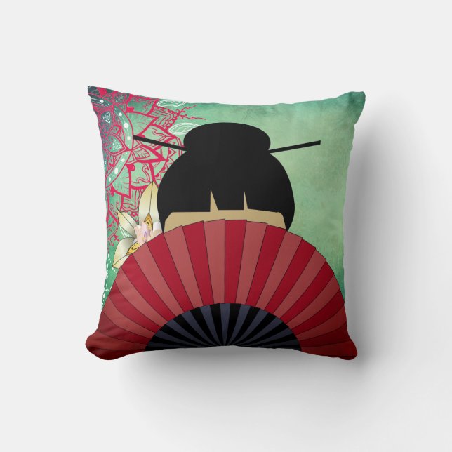 Asian Lady & Fan  Pillow (Front)