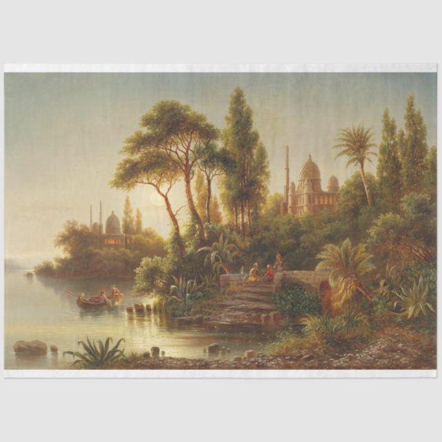 Asian Landscape in the Evening Light (Sunset Art) Tissue Paper (Front)