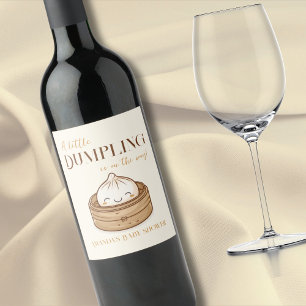 Asian Little Dumpling Kawaii Baby Shower Wine Label