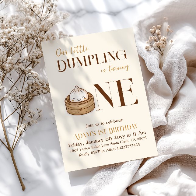 Asian Little Dumpling Kawaii First Birthday Invitation (Creator Uploaded)