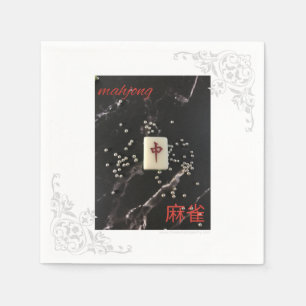 Asian mahjong napkin with the Red Dragon