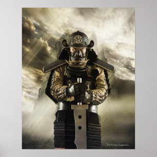 Asian man in samurai armor poster
