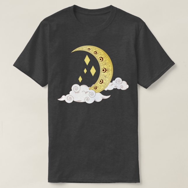 Asian Moon Ornament Fantasy Astronomy T-Shirt (Design Front)