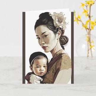 Asian Mother & Baby, Mothers Day Card