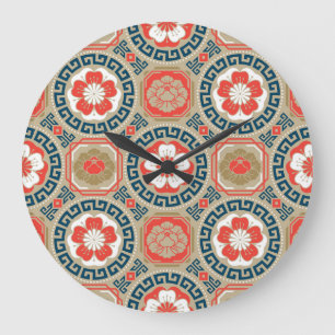 Asian Motive: Elegant Geometric Design Large Clock