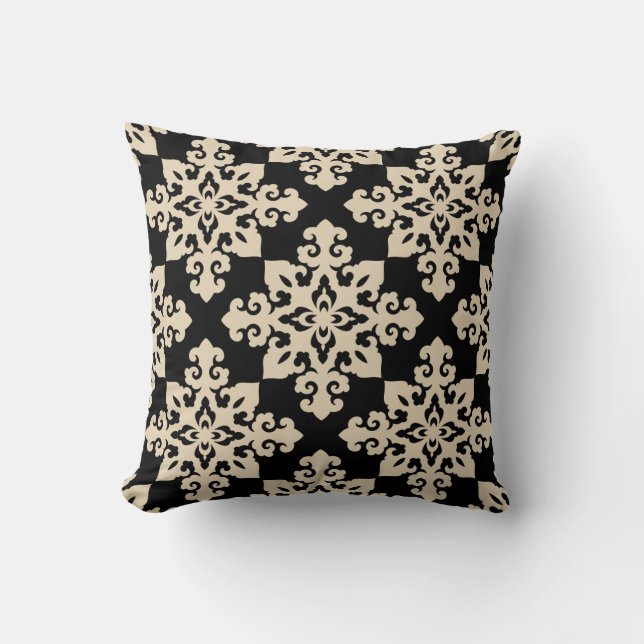 Asian Ornamental Motive Geometric Pattern Cushion (Front)