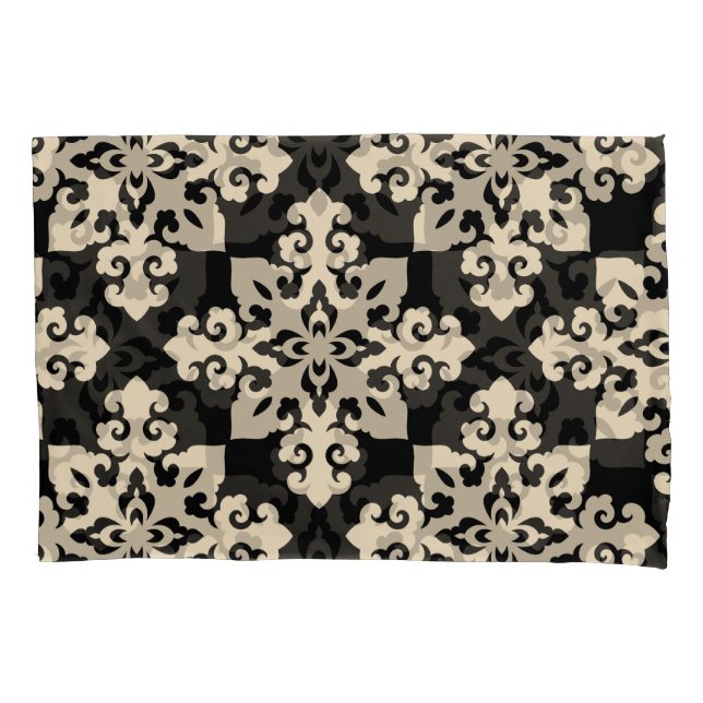 Asian Ornamental Motive Geometric Pattern Pillowcase (Front)
