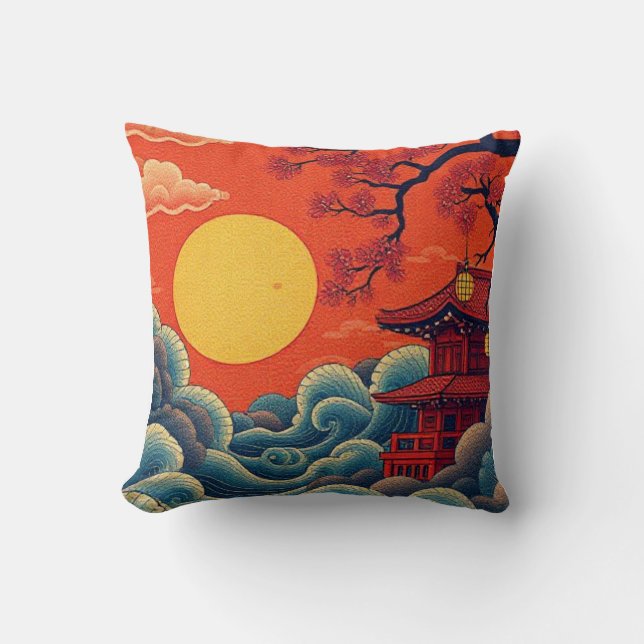 Asian Pacific Inspired Denim Jacket Cushion (Front)