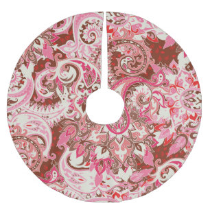 Asian paisley elements, boho vintage. brushed polyester tree skirt