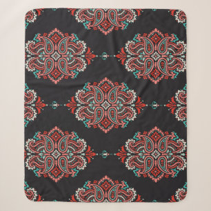 Asian paisley elements, boho vintage pattern. sherpa blanket