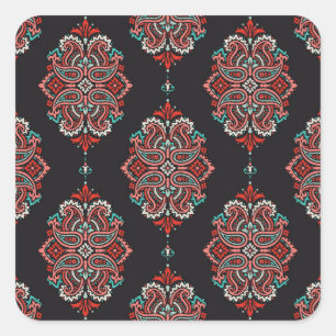 Asian paisley elements, boho vintage pattern. square sticker