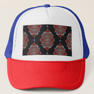 Asian paisley elements, boho vintage pattern. trucker hat