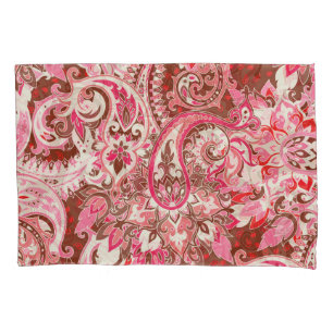 Asian paisley elements, boho vintage. pillowcase