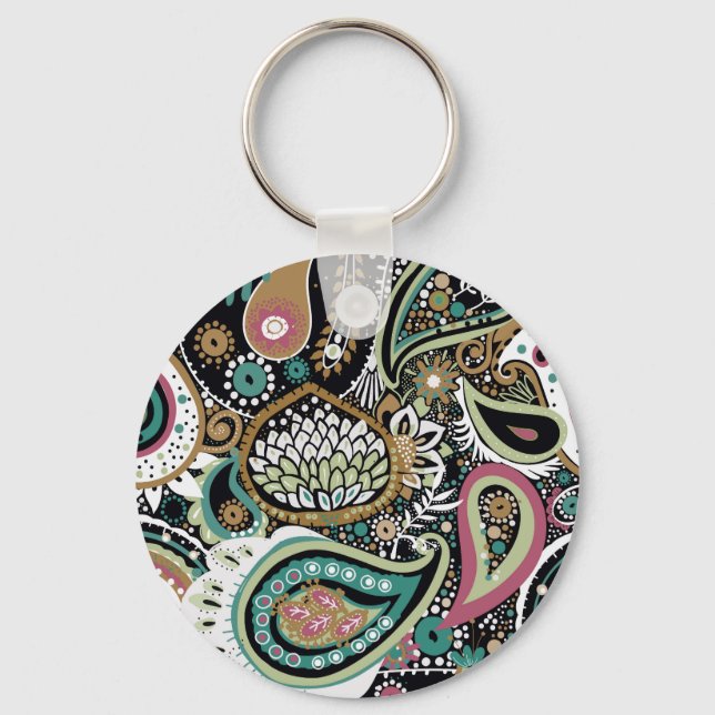 Asian paisley: modern seamless design. key ring (Front)