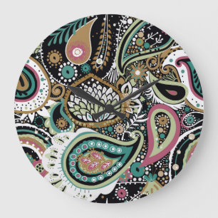 Asian paisley: modern seamless design. large clock
