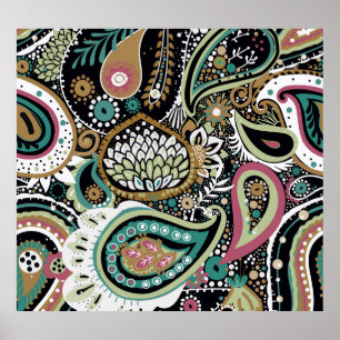 Asian paisley: modern seamless design. poster