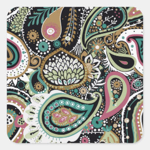 Asian paisley: modern seamless design. square sticker