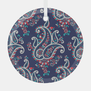 Asian Paisley: Traditional Seamless Design. Glass Tree Decoration