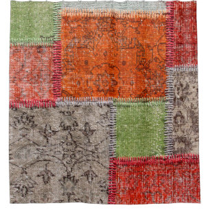 Asian patchwork carpet in Istanbul, Turkey. Close Shower Curtain