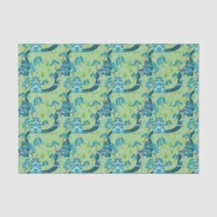 Asian Pattern Blue Green Tissue Paper