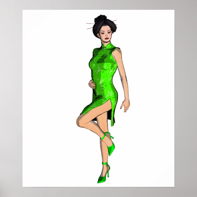 Asian Pin-Up Girl Poster (Front)