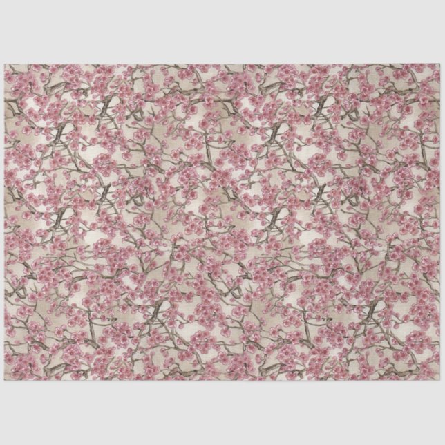 Asian Pink Cherry Blossoms Tissue Paper (Front)