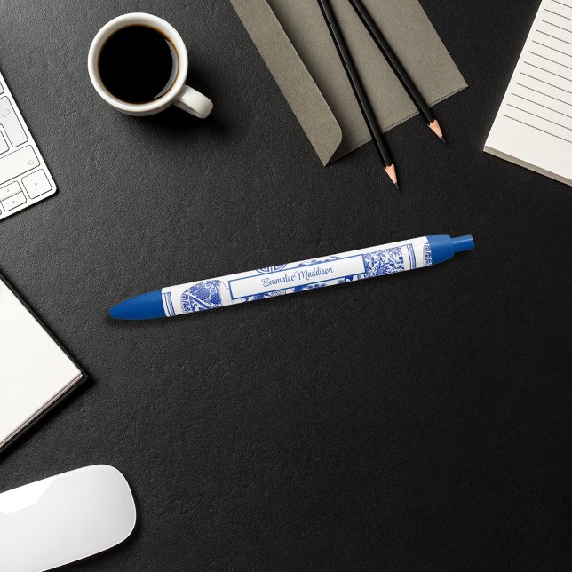 Asian Pottery Blue White Chinoiserie  Ink Pen (Creator Uploaded)