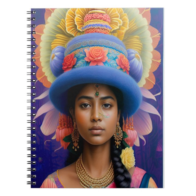 Asian princess with big blue hat notebook (Front)