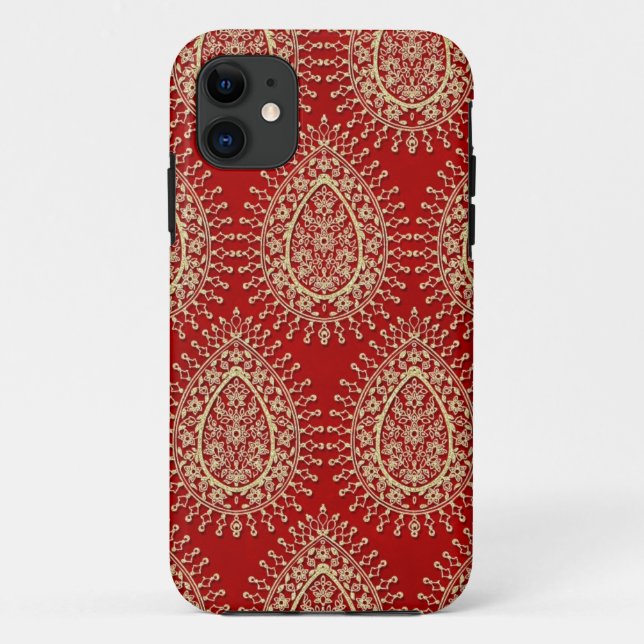 Asian Red and Gold Teardrop iPhone Case (Back)