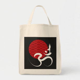 Asian Red Sun Yoga & Modern Zen Calligraphy Om Aum Tote Bag