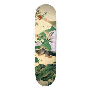 Asian Roses Dove Birds Waterfall Skateboard