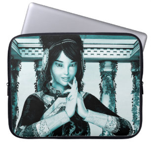 Asian Royal Woman Blue Portrait Art Laptop Sleeve