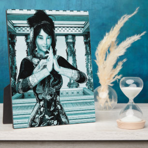 Asian Royal Woman Blue Portrait Art Plaque